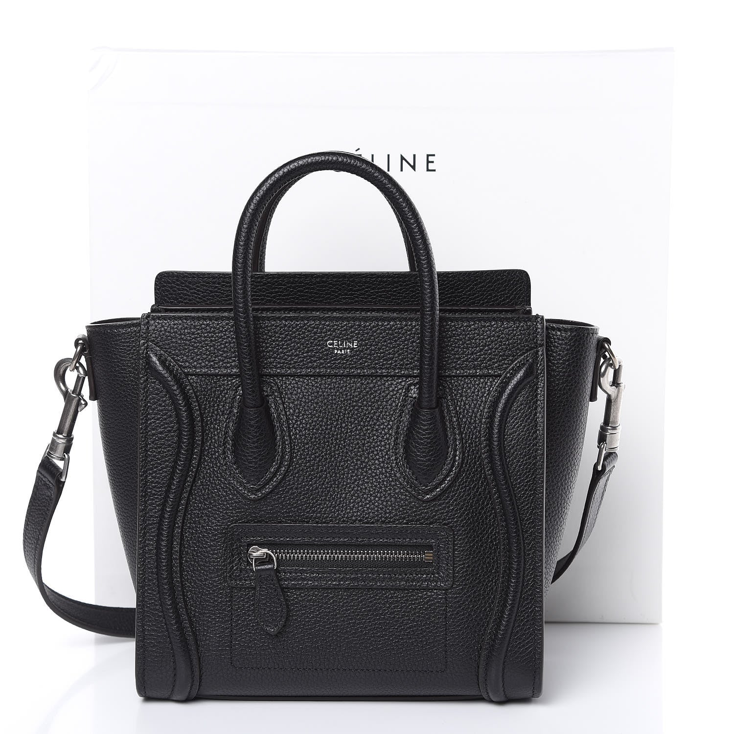 Celine Drummed Calfskin Nano Luggage Black 10 of 10