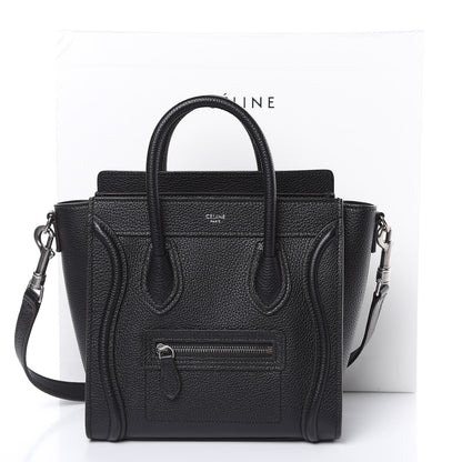 Celine Drummed Calfskin Nano Luggage Black 10 of 10