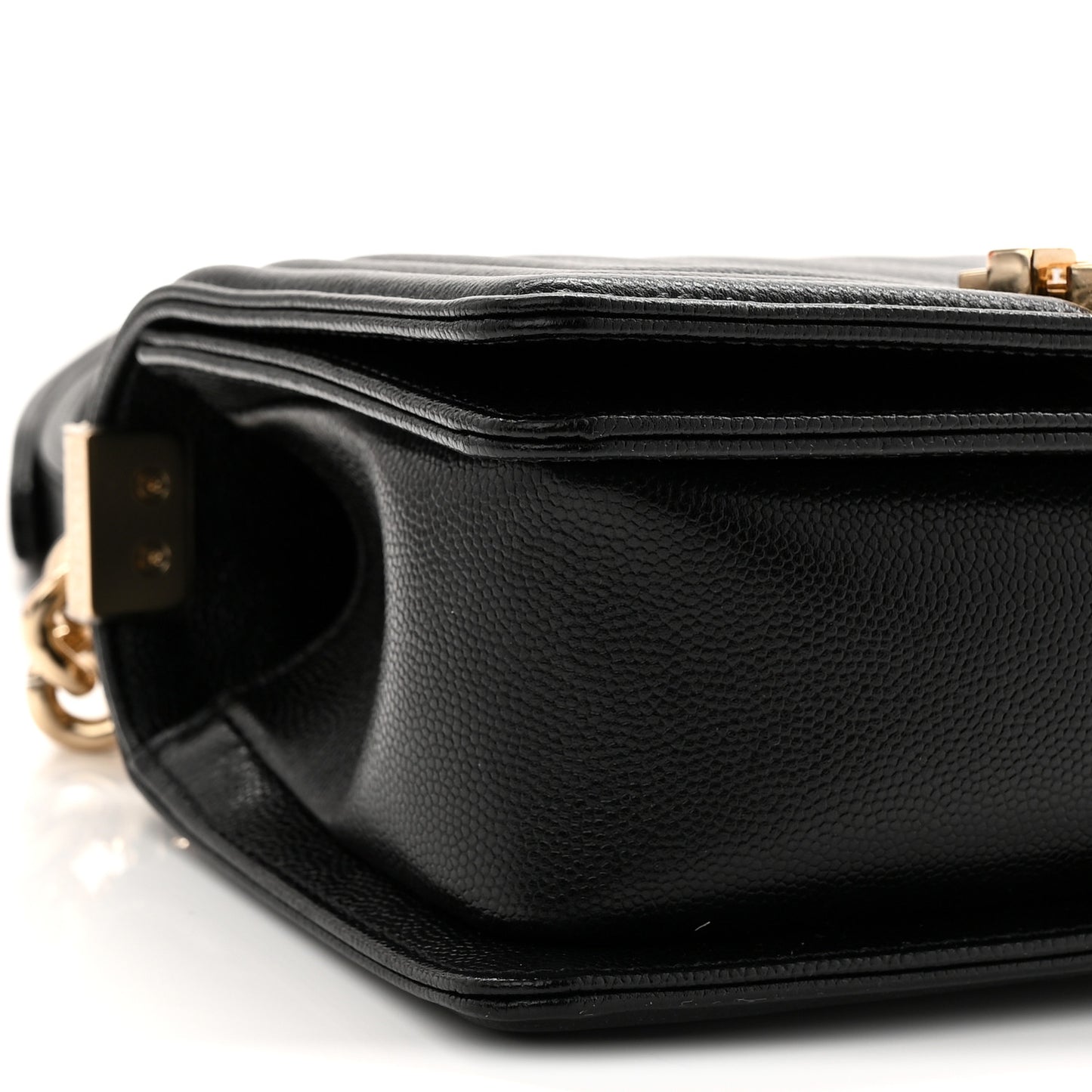 Caviar Chevron Quilted Small Boy Flap Black