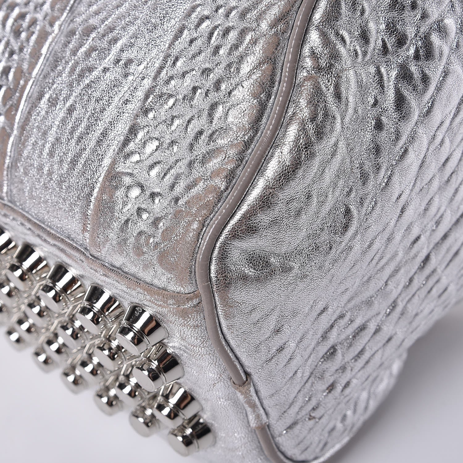 Alexander Wang Metallic Pebbled Lambskin Rockie Rhodium Silver 11 of 18