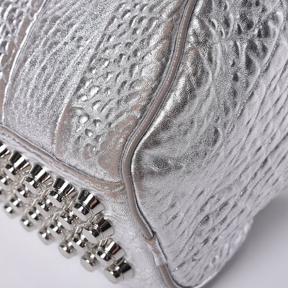 Alexander Wang Metallic Pebbled Lambskin Rockie Rhodium Silver 11 of 18