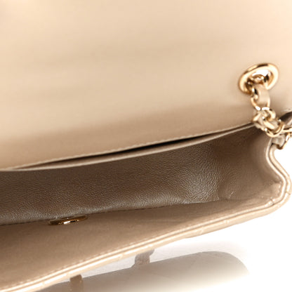 Chanel Metallic Lambskin Quilted Extra Mini V For Victory Flap Light Gold 5 of 11