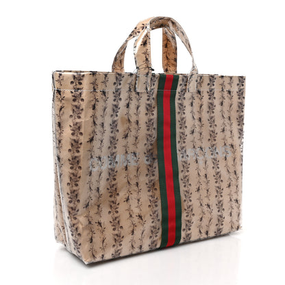 Gucci X COME DE GARCONS Plastic Web Floral Paper Shopper Tote 3 of 9