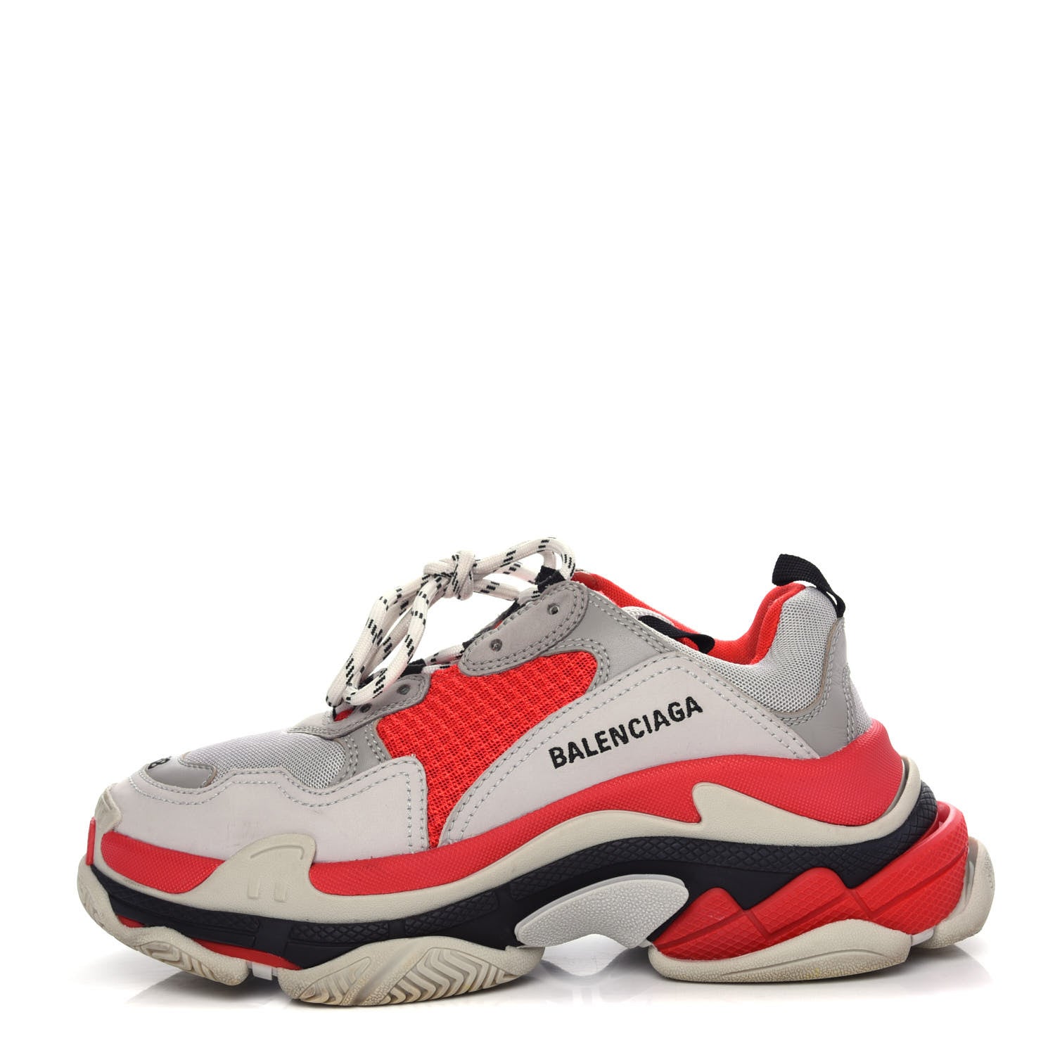 Balenciaga Fabric Mesh Womens Triple S Sneakers 38 Red Grey White 1 of 11