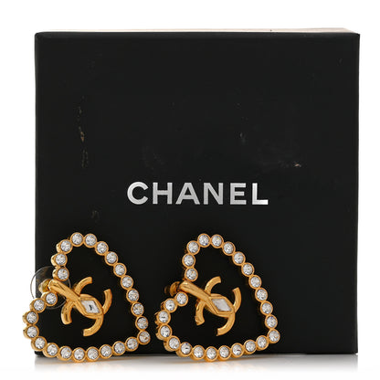 Chanel Crystal Heart CC Earrings Gold 5 of 5