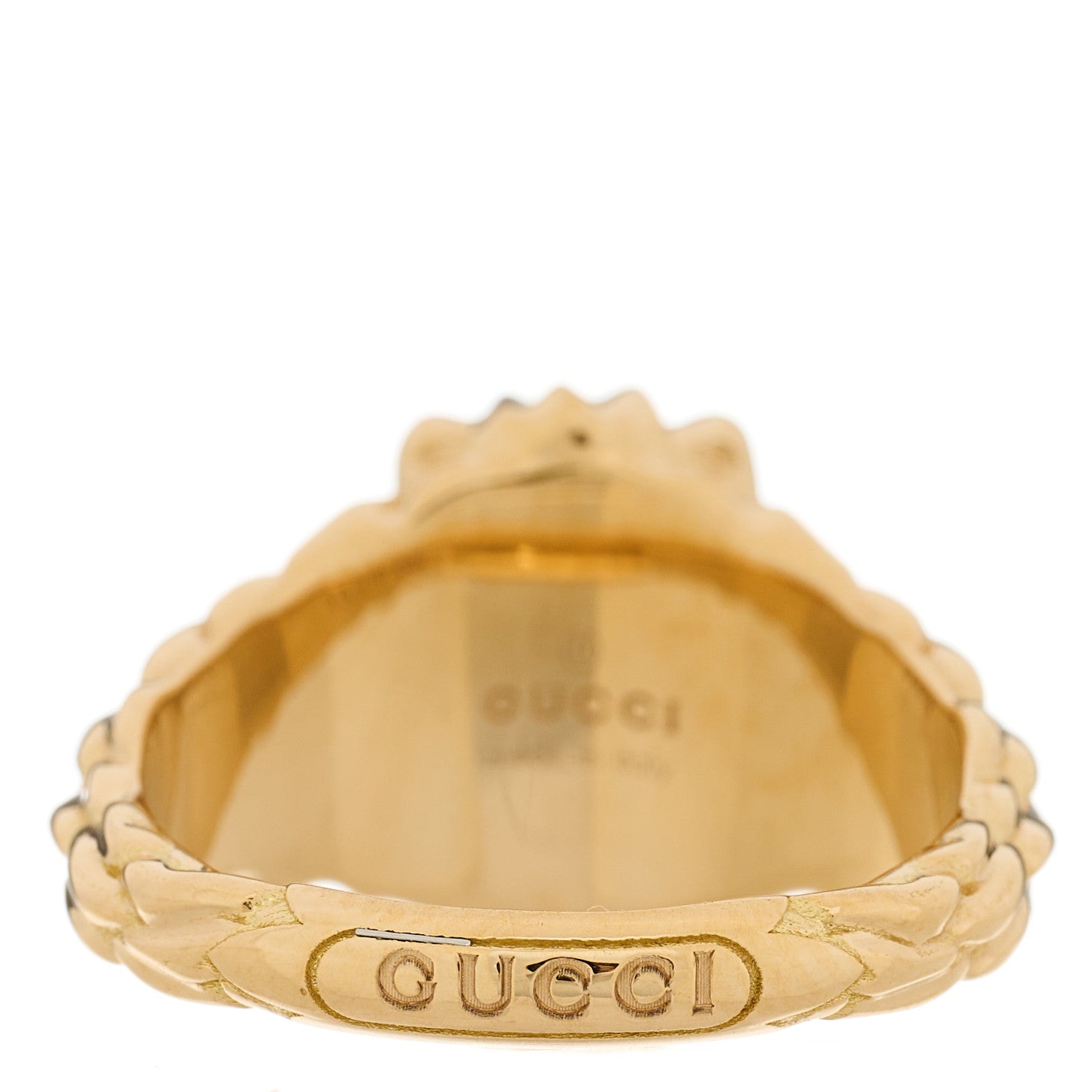 Gucci 18K Yellow Gold Diamond Fire Opal Lion Head Ring 53 6.25 3 of 5