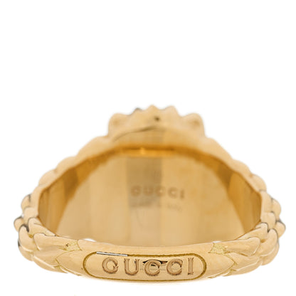 Gucci 18K Yellow Gold Diamond Fire Opal Lion Head Ring 53 6.25 3 of 5