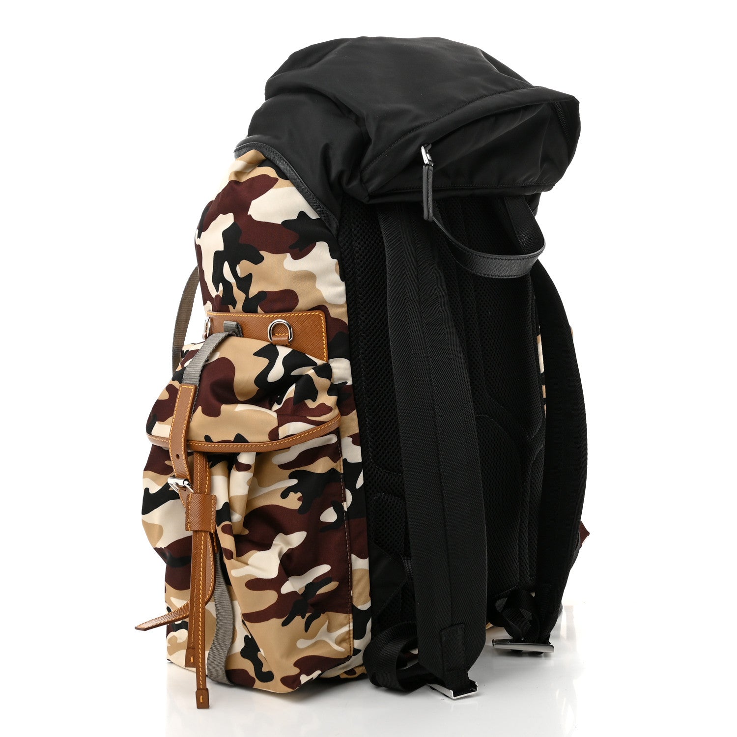Prada Tessuto Nylon Camouflage Print Multipocket Backpack Sabbia Caramel 3 of 10