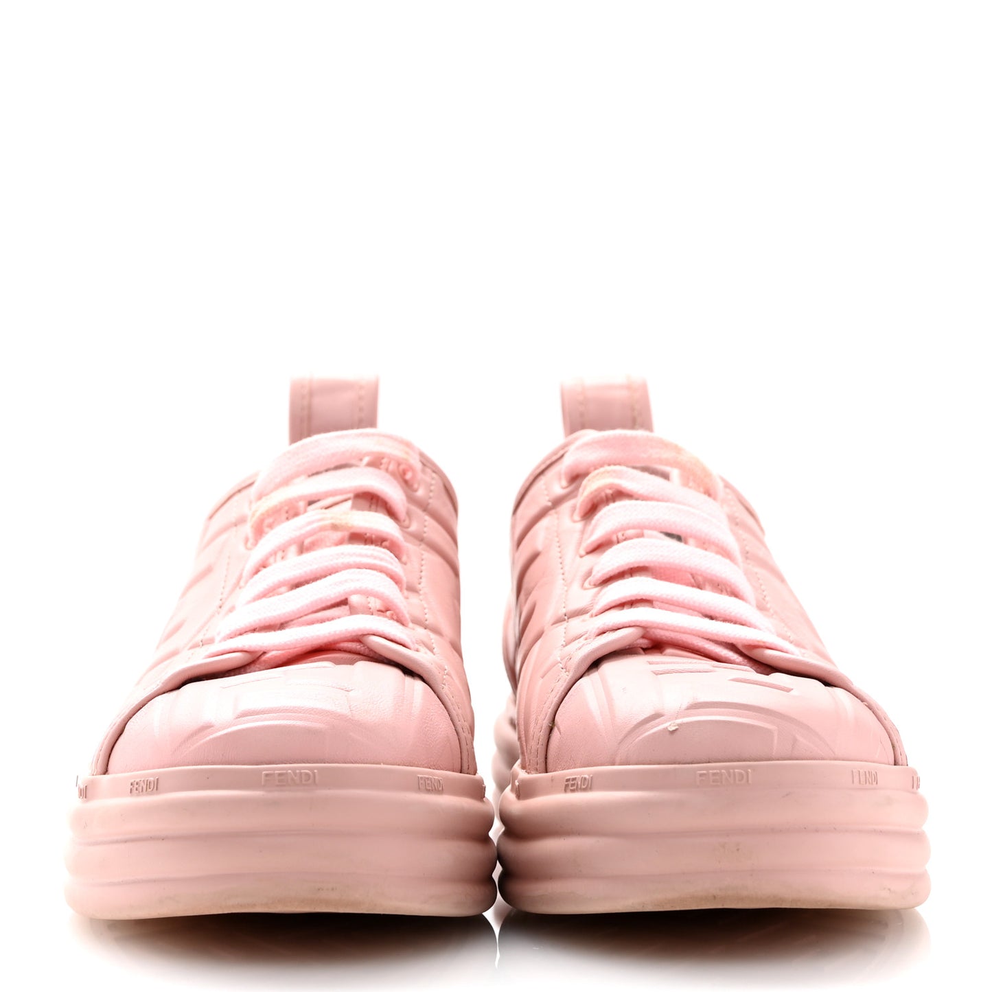 Lambksin FF Embossed Rise Low Top Sneakers 37 Nude Blush