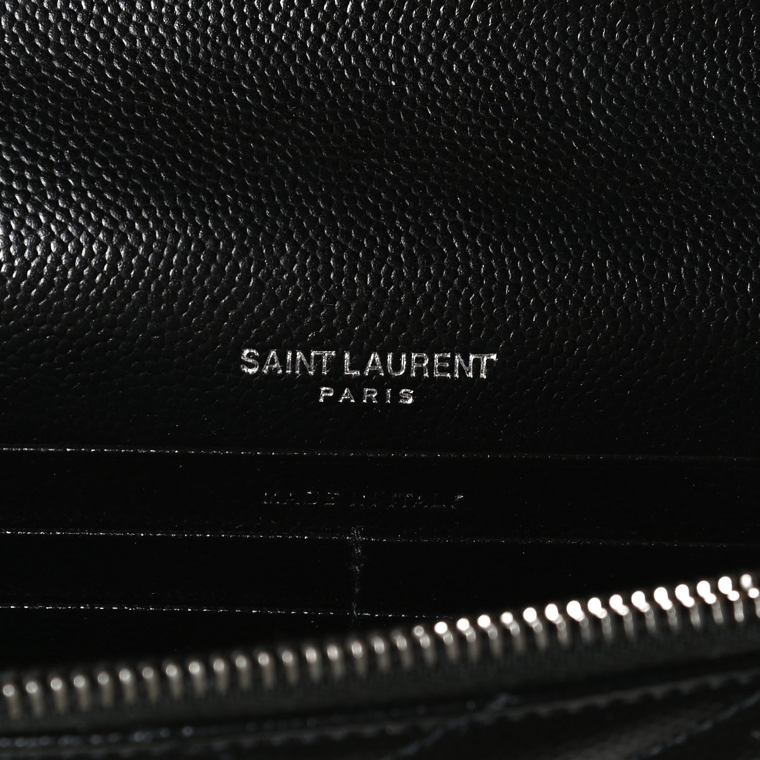 Saint Laurent Grain De Poudre Matelasse Chevron Monogram Envelope Chain Wallet Black 7 of 12