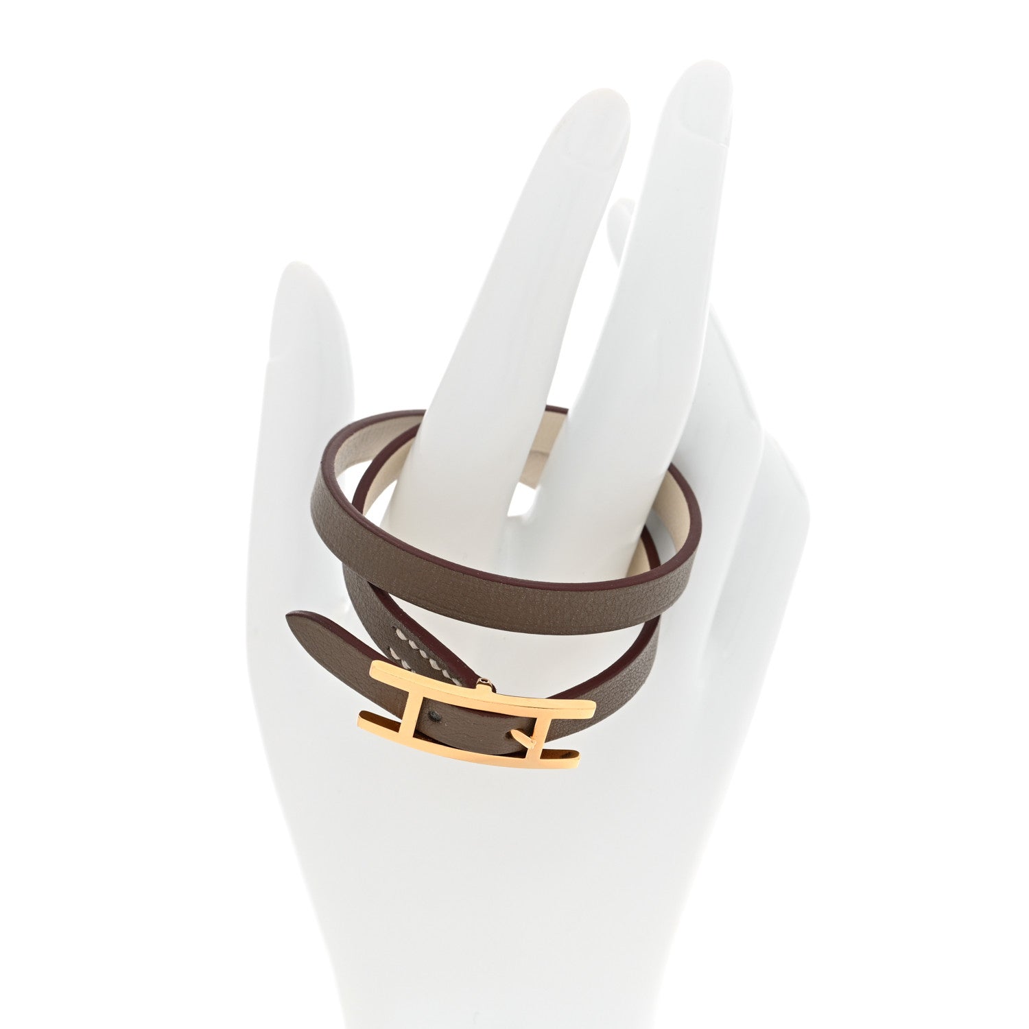 Hermes Swift Behapi Double Tour Reversible Bracelet T2 Etoupe Nata 3 of 7