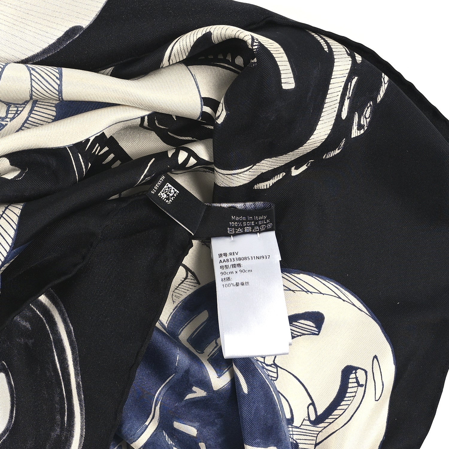 Chanel Silk CC Scarf Black Blue White 1808544 – FASHIONPHILE