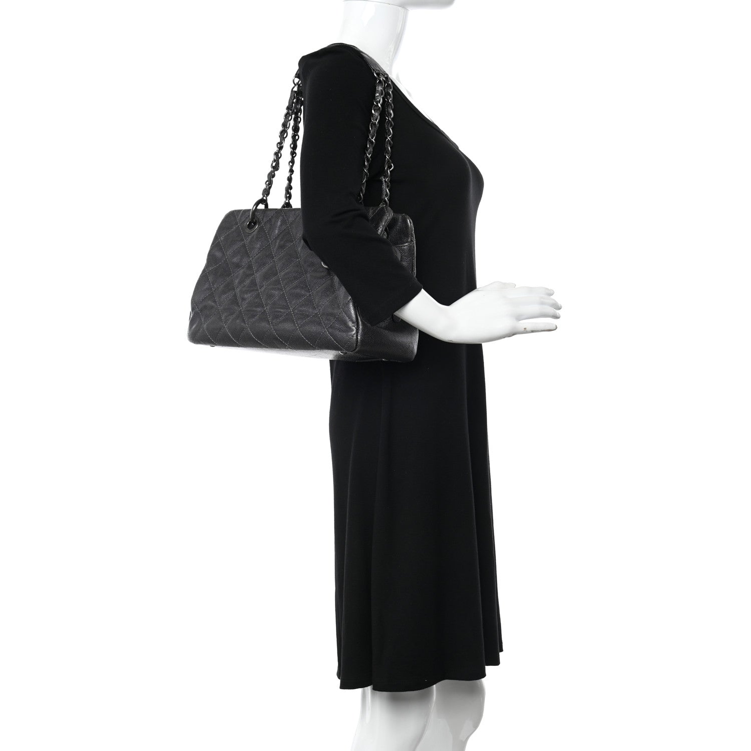 Chanel Iridescent Caviar Quilted Chic Shopping Tote Silver 2 of 17