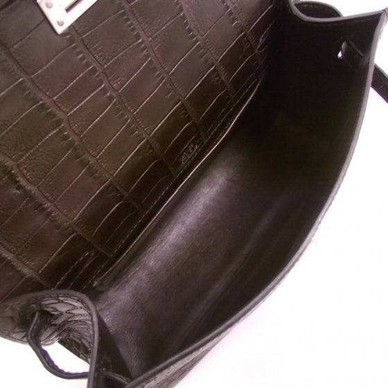 Crocodile Kelly Pochette Clutch Brown