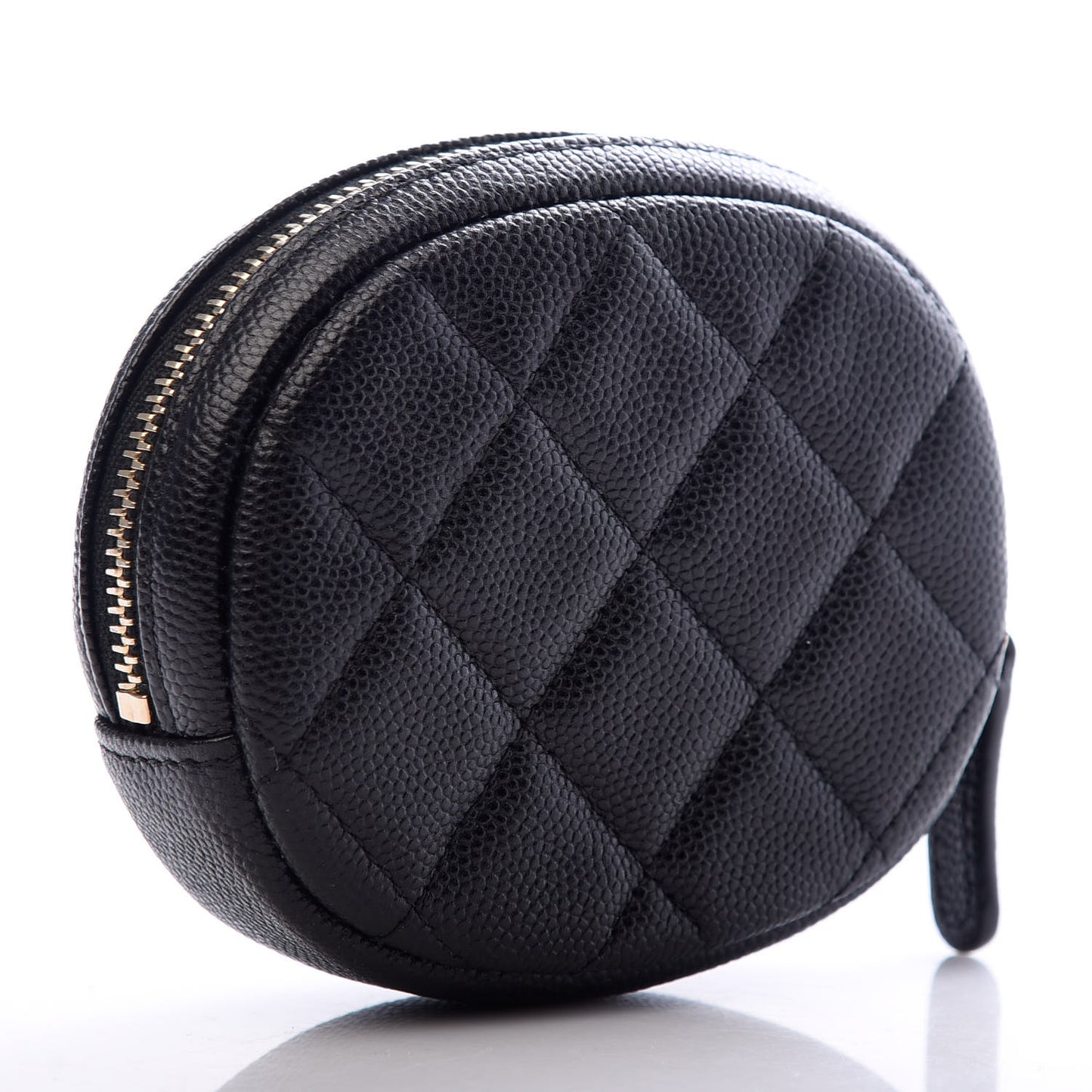 Caviar Quilted Zip Around Classic Coin Purse Black