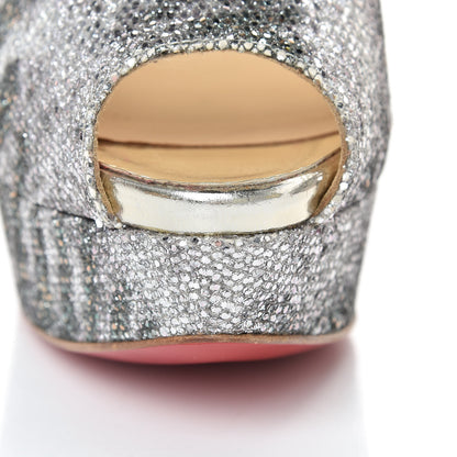 Christian Louboutin Glitter Sirene Lady Peep Sling 150 Pumps 37.5 Silver Light Gold 16 of 19