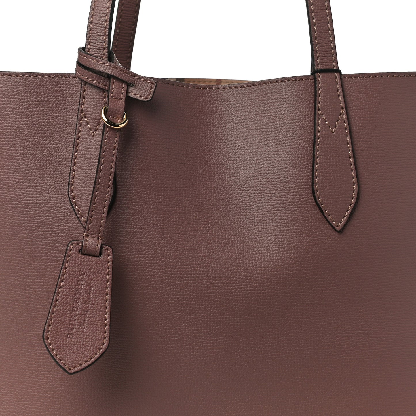Grainy Calfskin Haymarket Check Medium Reversible Tote Dusty Pink