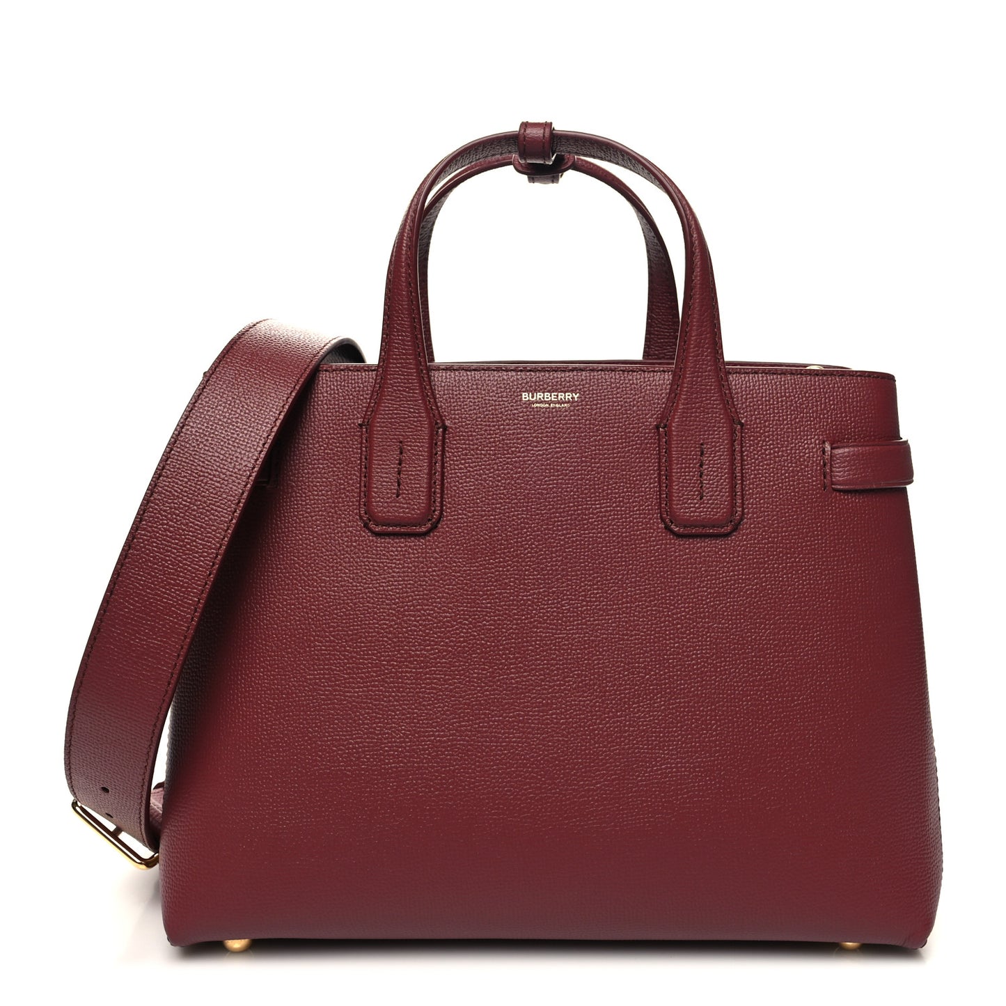 Grainy Calfskin House Check Medium Banner Tote Crimson