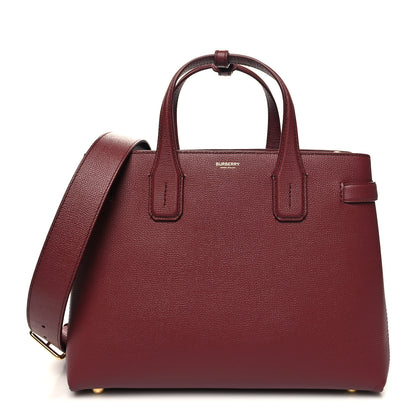Burberry Grainy Calfskin House Check Medium Banner Tote Crimson 1 of 10