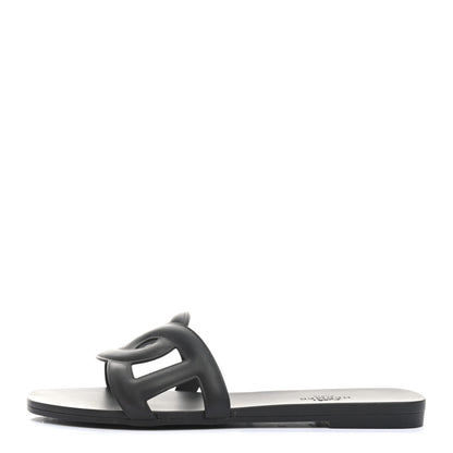 Hermes Rubber Aloha Sandals 36 Black 1 of 8