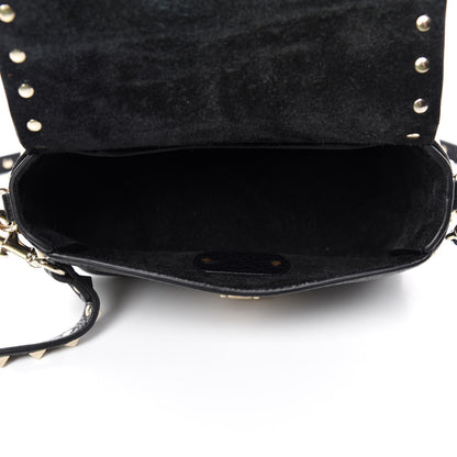 Valentino Garavani Pebbled Calfskin Mini Rockstud Crossbody Bag Black 5 of 9