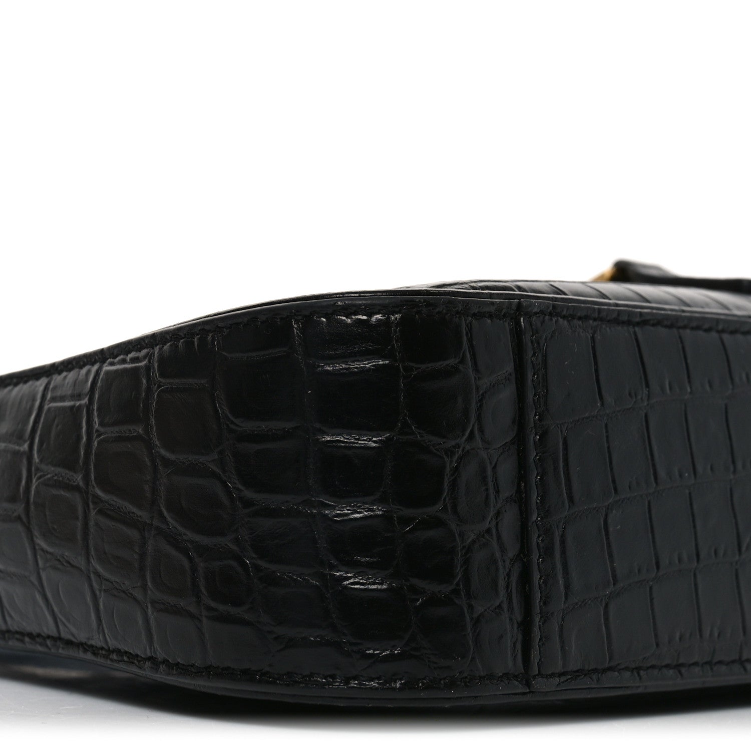 Saint Laurent Calfskin Crocodile Embossed Le 5 A 7 Hobo Black 9 of 10