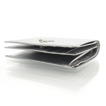 Prada Saffiano Metal Bi-Fold Wallet Cromo 3 of 8