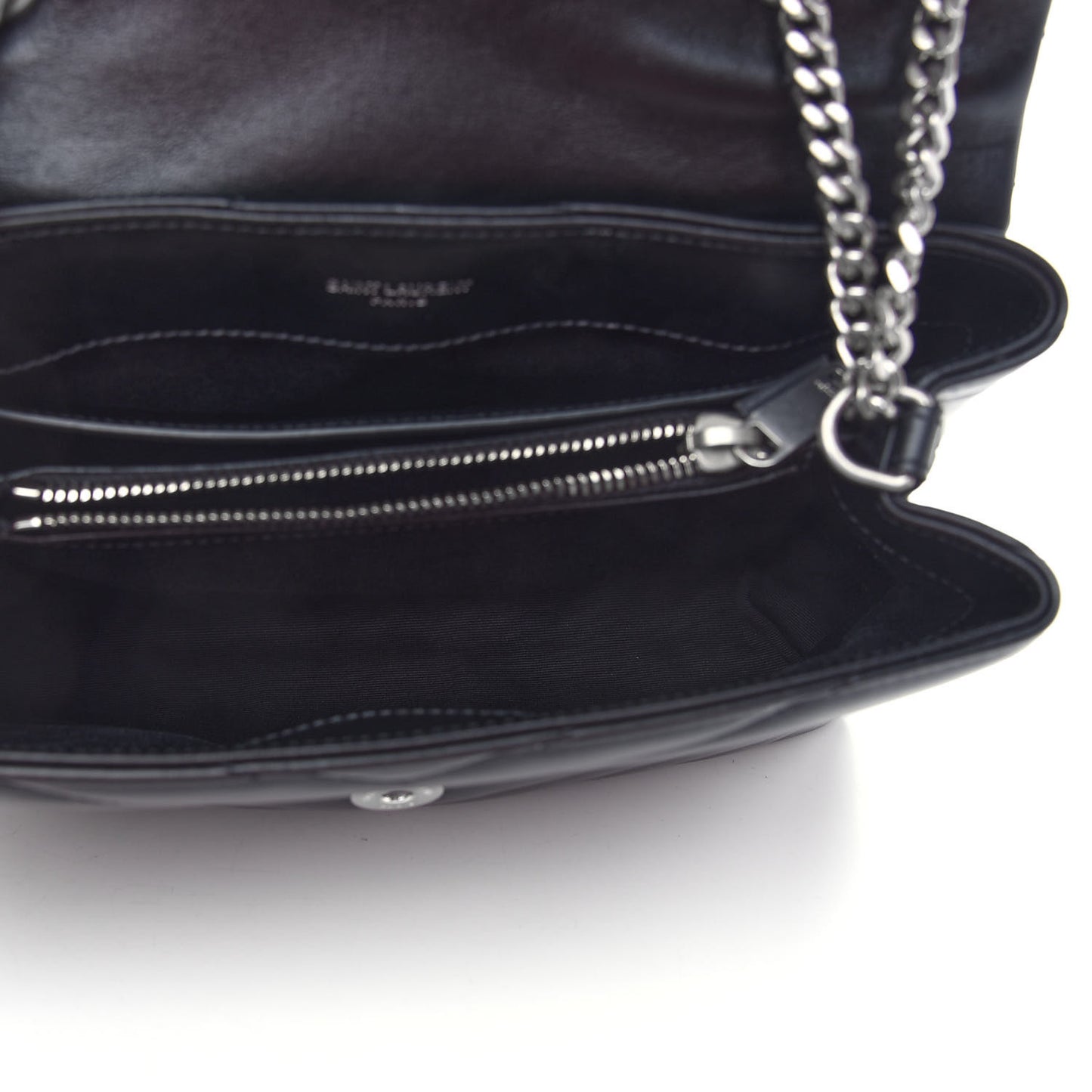 Calfskin Y Quilted Monogram Small Loulou Chain Satchel Black