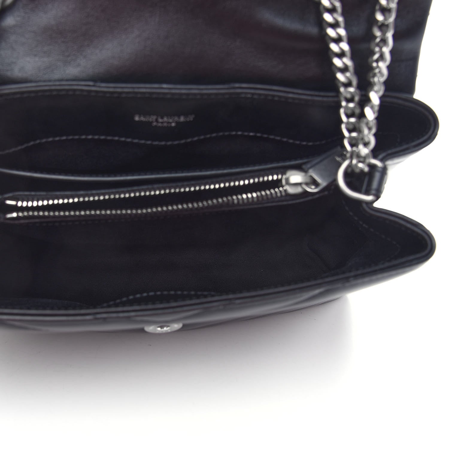 Saint Laurent Calfskin Y Quilted Monogram Small Loulou Chain Satchel Black 5 of 9