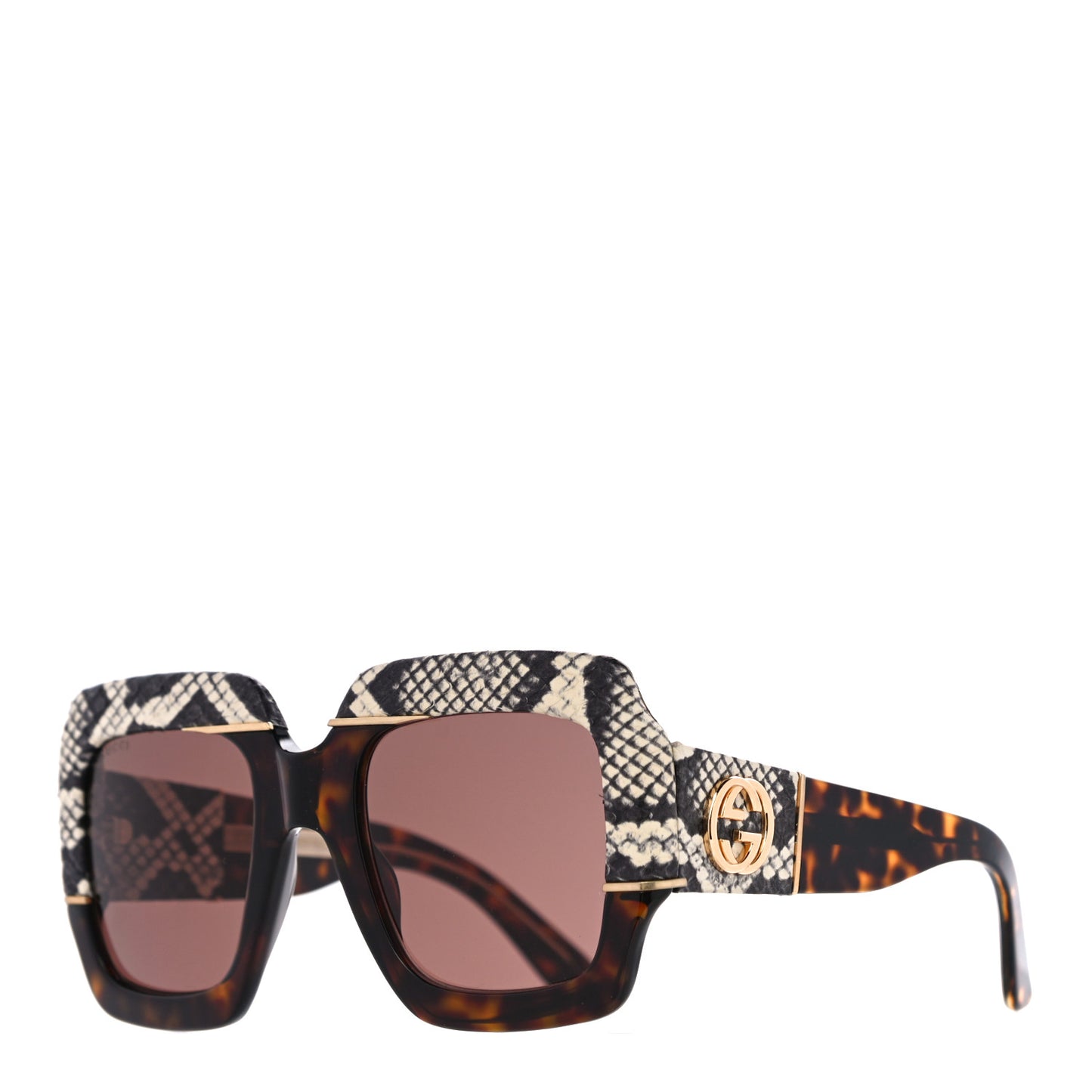 Snakeskin Acetate Square Sunglasses GG0484S Havana