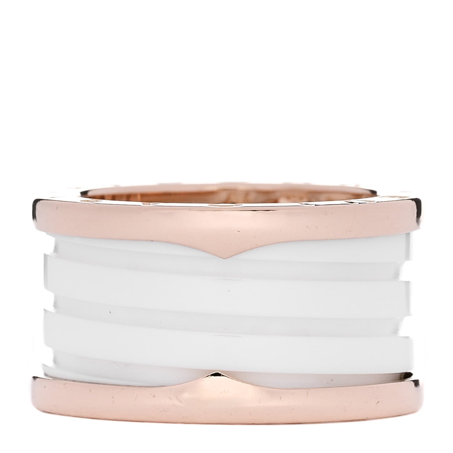 18K Rose Gold White Ceramic B.Zero1 Four-Band Ring 54 6.75