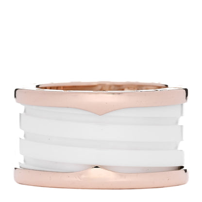 Bulgari 18K Rose Gold White Ceramic B.Zero1 Four-Band Ring 54 6.75 1 of 5