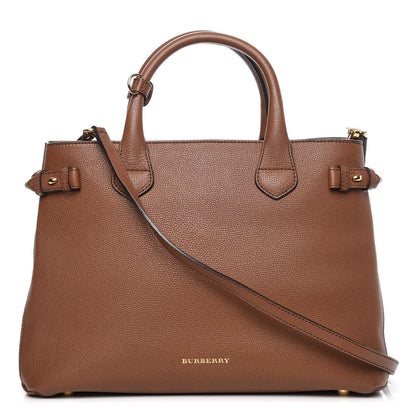 Burberry Grainy Calfskin House Check Medium Banner Tote Tan 1 of 9