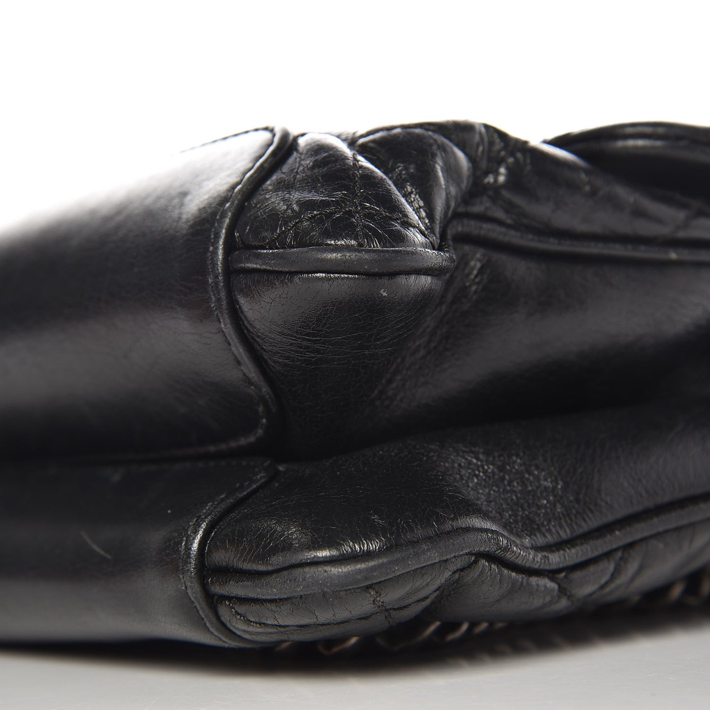 Aged Calfskin Quilted Jumbo Flap Black