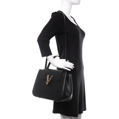 Versace Vitello Barocco Virtus Small Top Handle Shoulder Bag Black 2 of 9