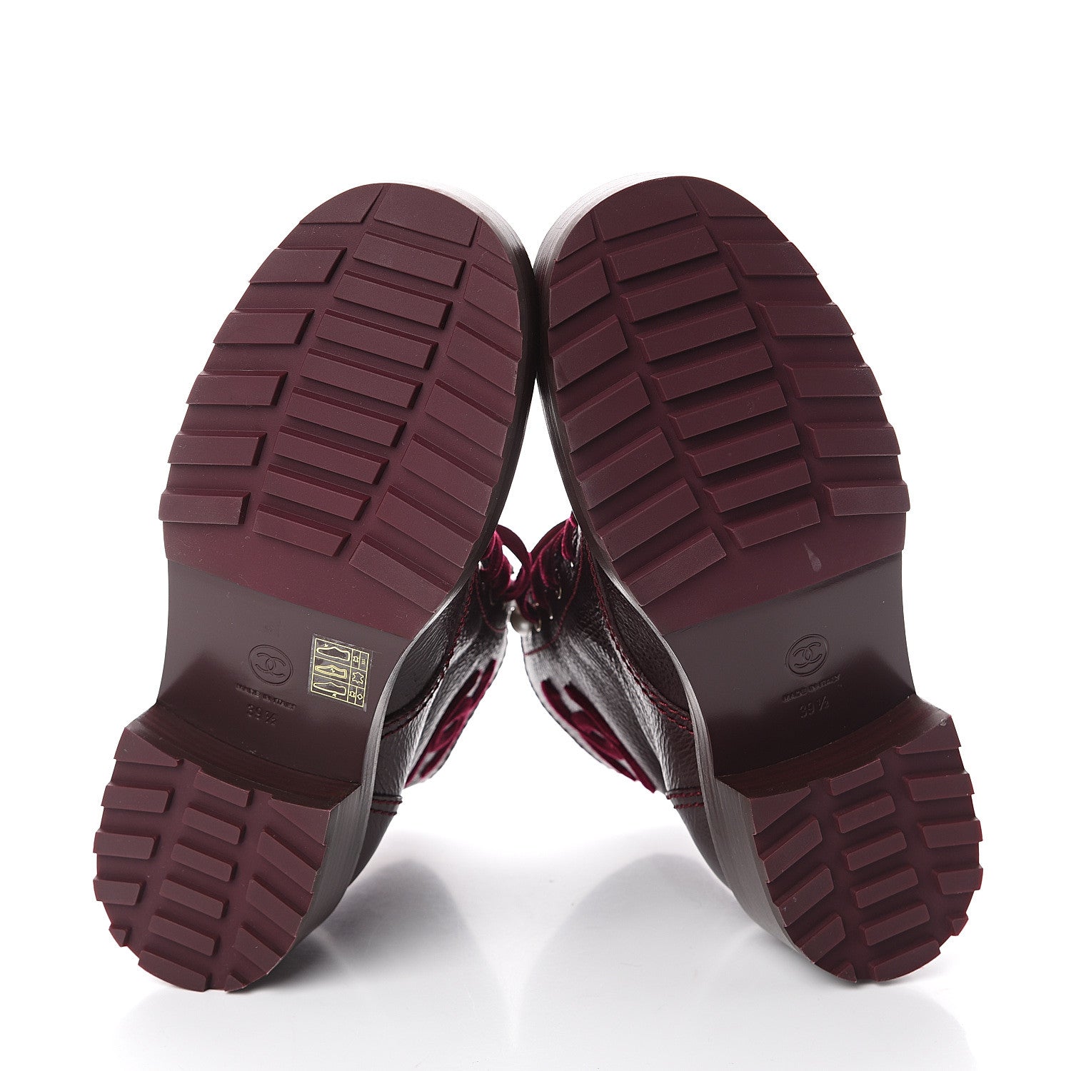 Chanel Calfskin Velvet Pearl Combat Short Boots 39.5 Burgundy 5 of 7