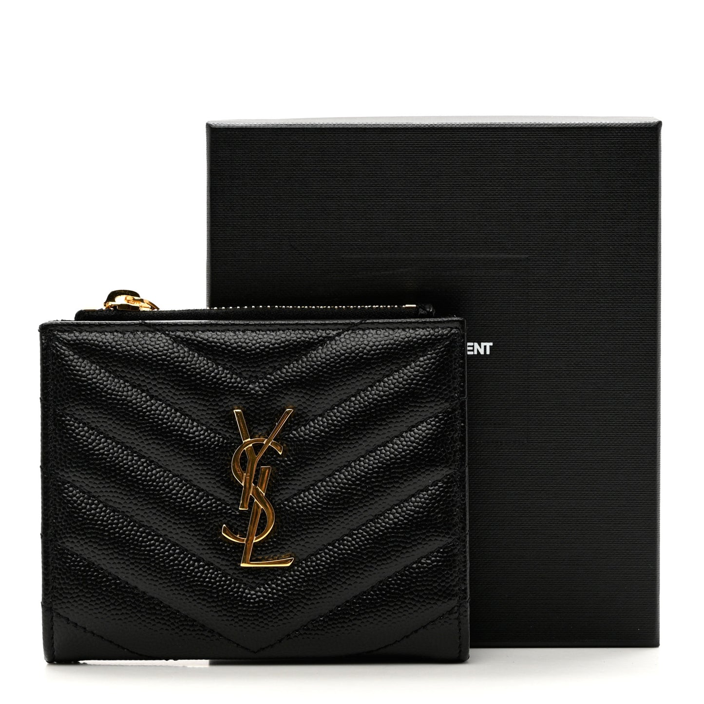Grain De Poudre Matelasse Chevron Monogram Zipped Card Case Black