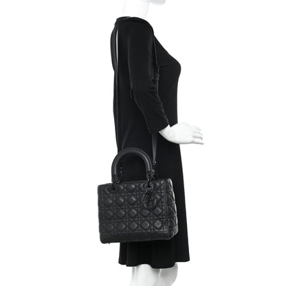 Christian Dior Ultra Matte Calfskin Cannage Medium Lady Dior Black 2 of 12