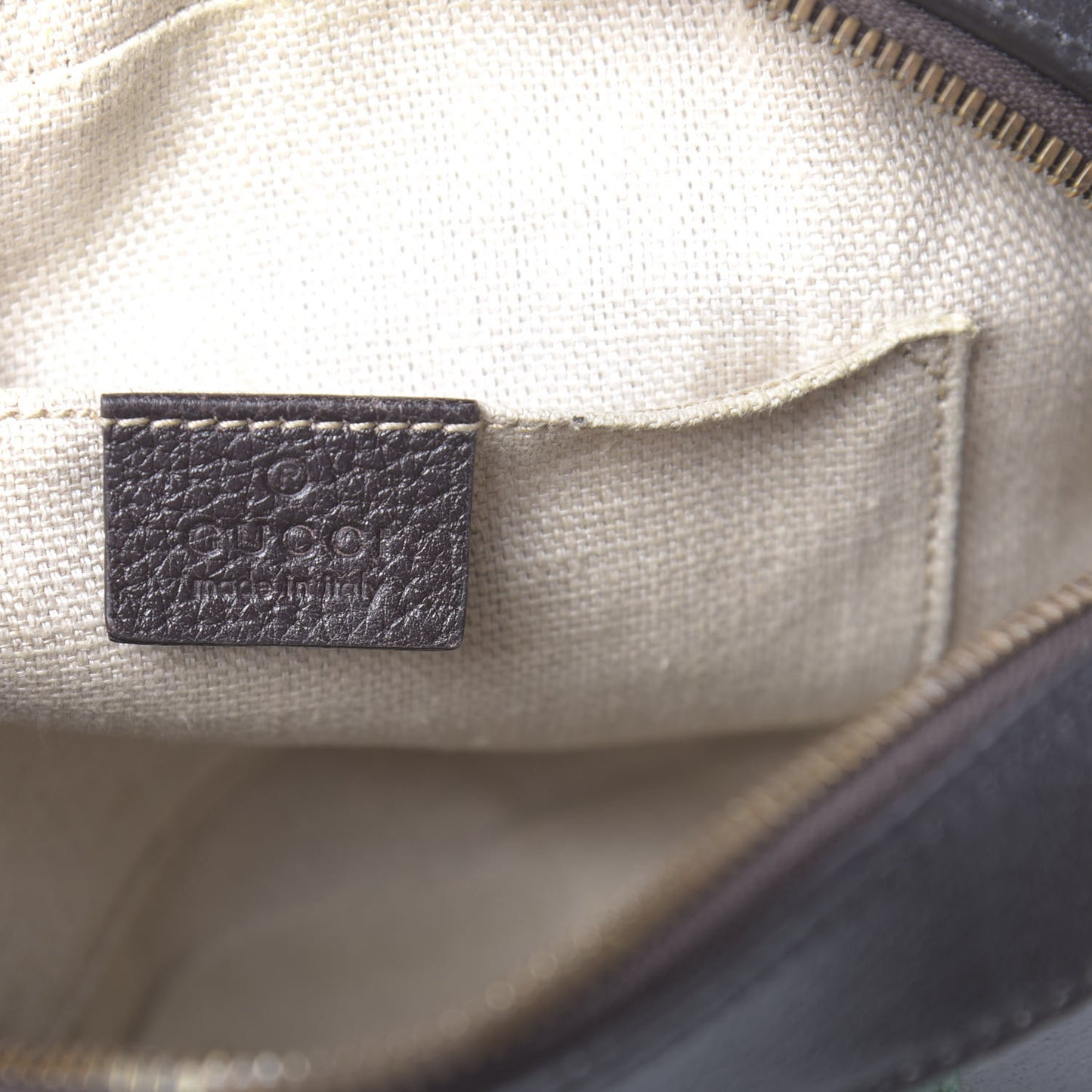 Textured Calfskin Web Small Webby Bee Shoulder Bag Brown Coffee