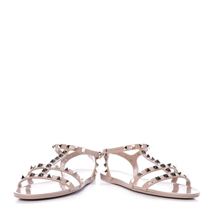 Valentino Garavani PVC Jelly Rockstud Caged Sandals 36 Poudre 6 of 15