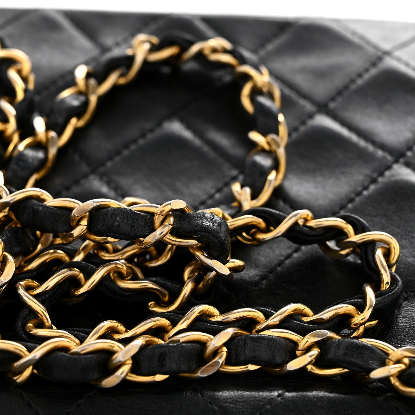 Lambskin Quilted Envelope Flap Black