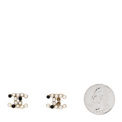 Chanel Resin Pearl CC Earrings Gold White Black 2 of 5