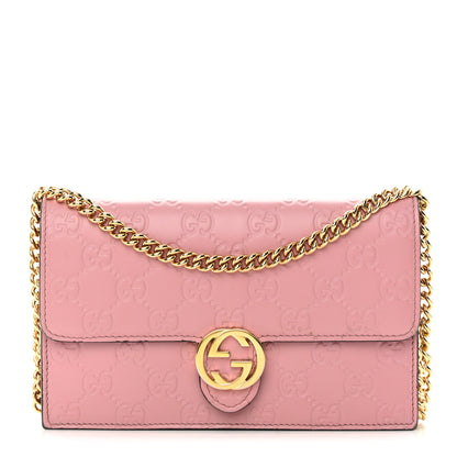 Gucci Guccissima Icon Chain Wallet Carmine Rose 1 of 17