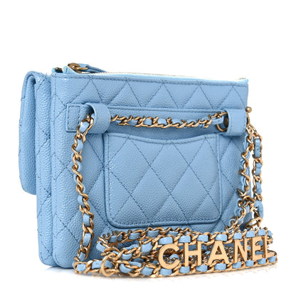 Chanel Shiny Caviar Pick Me Up Flap Belt Bag Light Blue 4 of 12