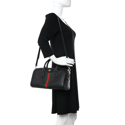 Gucci Textured Dollar Calfskin Web Medium Ophidia Boston Black 2 of 11