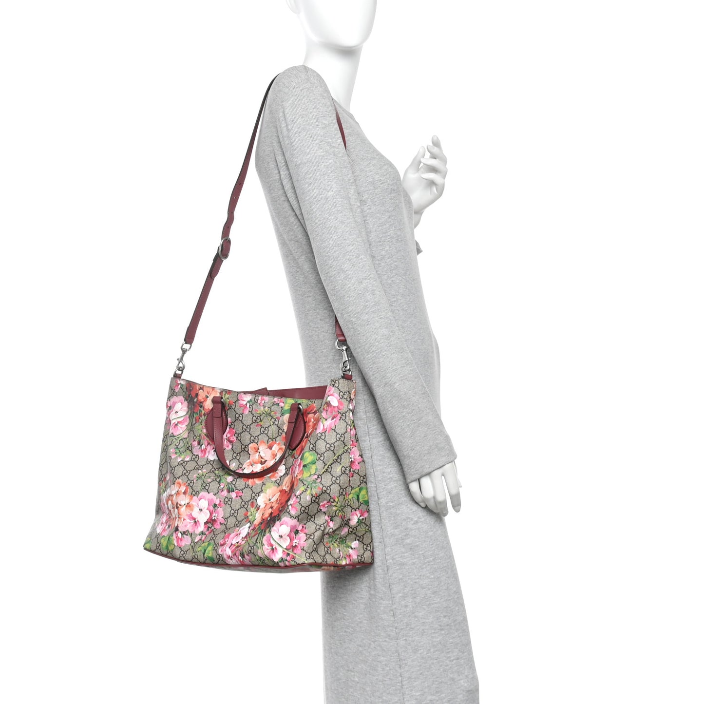 Soft GG Supreme Monogram Blooms Medium Crossbody Tote Beige Multicolor Dry Rose