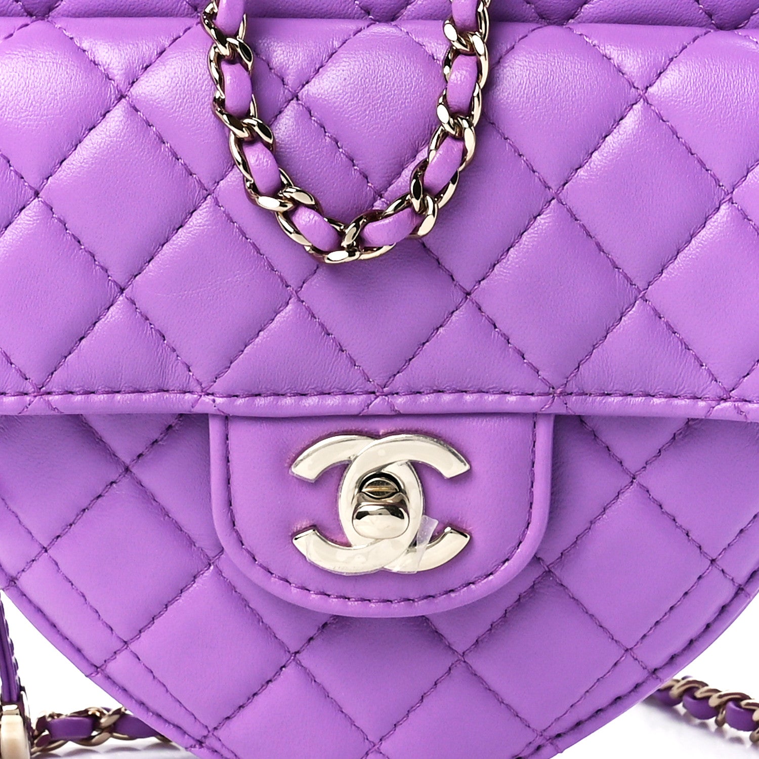 Chanel Lambskin Quilted CC In Love Heart Bag Purple 9 of 12