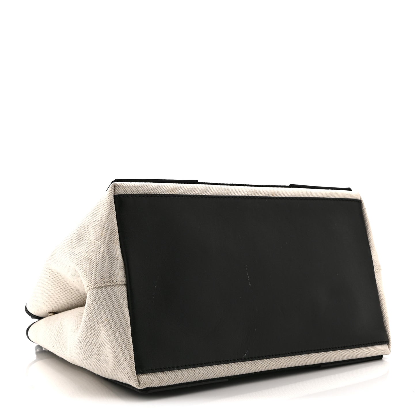 Cotton Canvas Satin Calfskin S Navy Cabas Natural Black