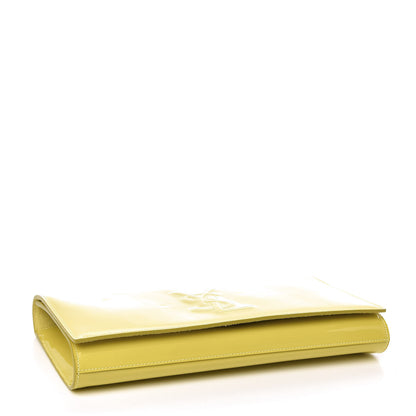Saint Laurent Patent Calfskin Monogram Large Belle De Jour Clutch Yellow 4 of 6