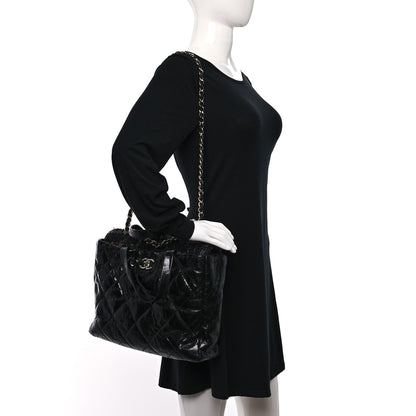 Chanel Glazed Calfskin Quilted Tweed Portobello Tote Black Multicolor 2 of 14